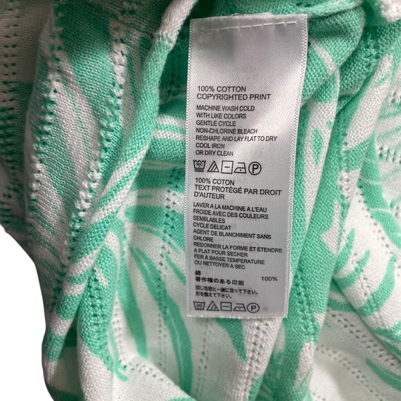 Tommy‎ Bahama XS Floral Green White 3/4 Sleeve Round Neck Pima Cotton - Picture 4 of 5